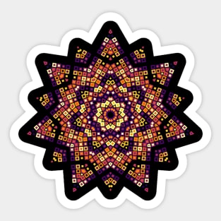 Star Burst Kaleidoscope | Hexagon Black Red Yellow Sticker